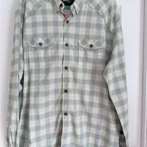 Howler Brothers Light Blue and White Plaid fishing Shirt
